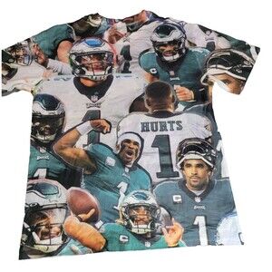 NFL Jalen Hurts  # 1 photo collage t-shirt. Philadelphia Eagles Medium Vintage